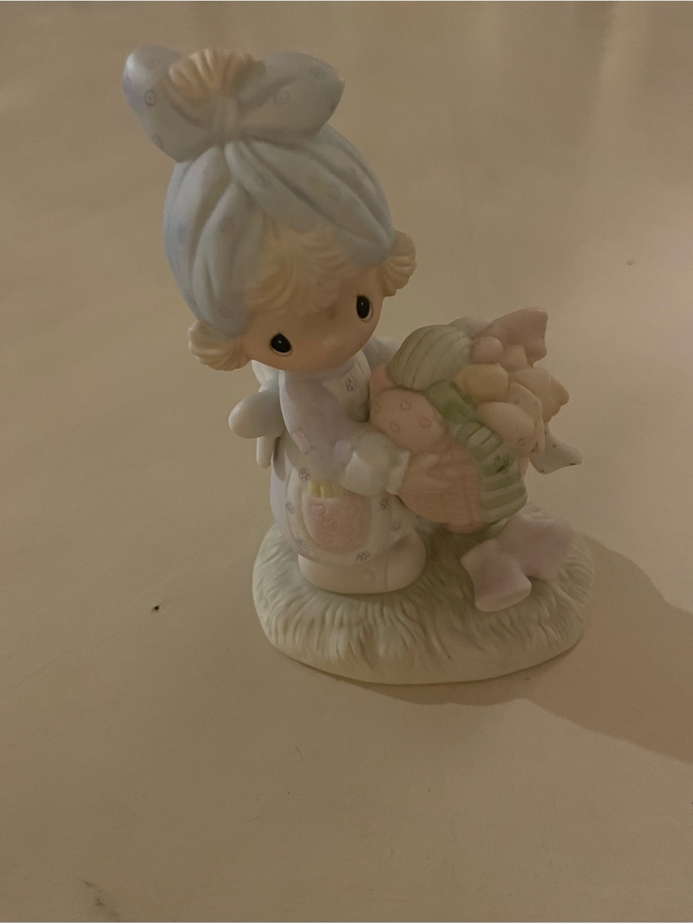 Precious Moments Pastel Girl Figurine with Flower Basket